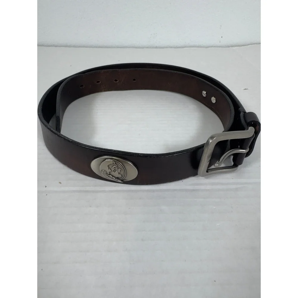 Zep-Pro FSU Seminoles Leather Belt Mens 36 Brown Concho NCAA‎ Florida State